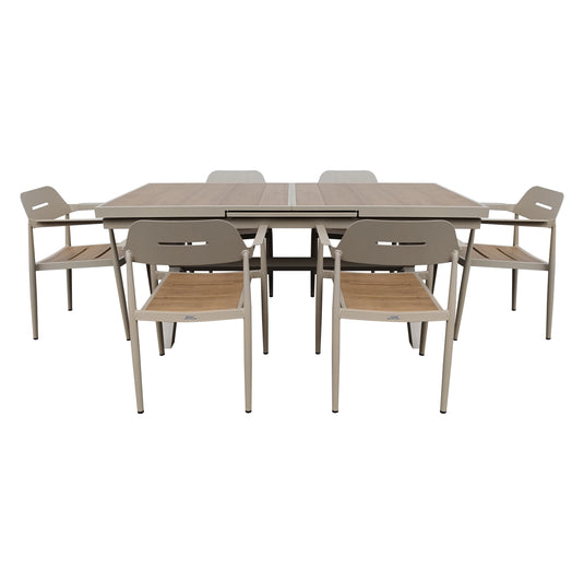 Comedor Jacinta expandible + 8 sillas Liba color Champagne