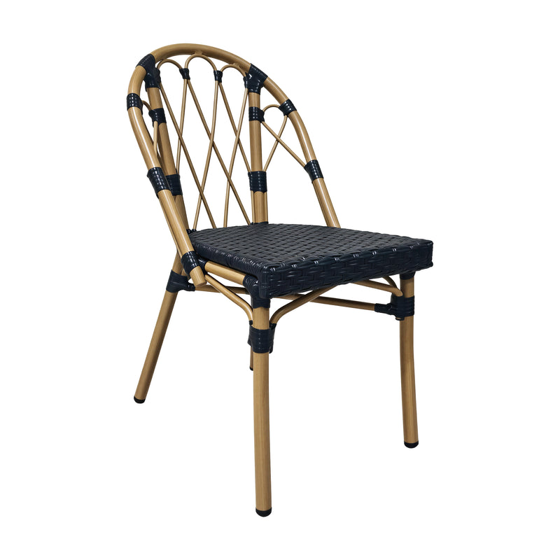 Cargue la imagen en el visor de la galería, Silla de exterior e interior Juliette color negro &amp; natural, de ratán sintético - 021
