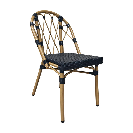Silla de exterior e interior Juliette color negro & natural, de ratán sintético - 021