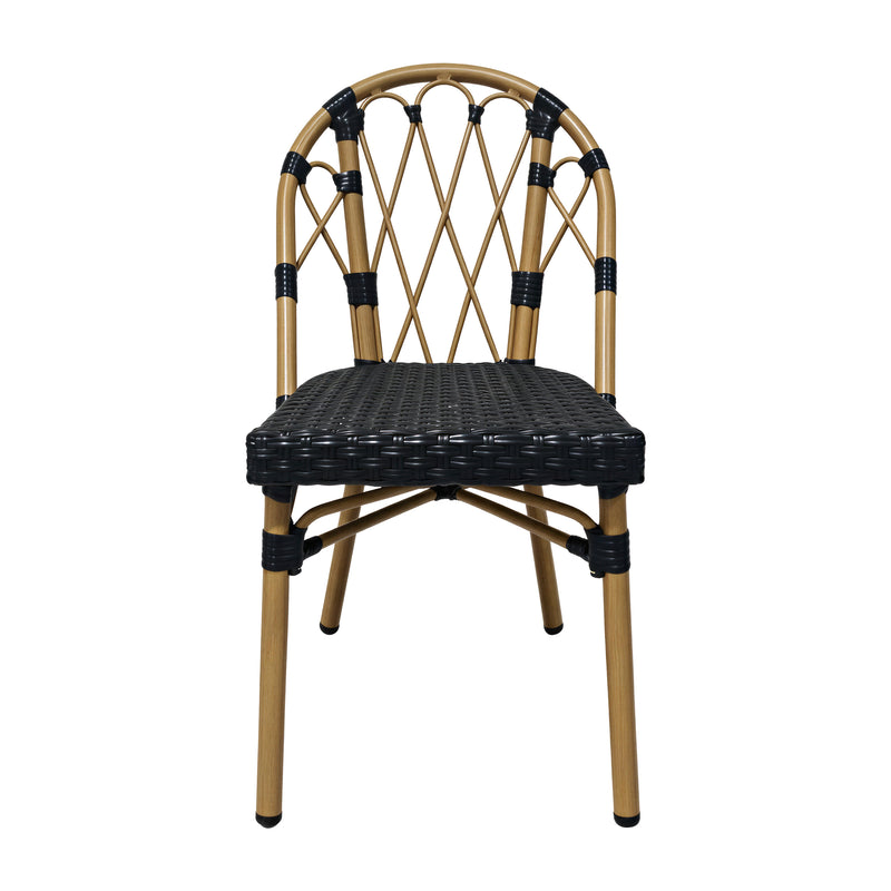 Cargue la imagen en el visor de la galería, Silla de exterior e interior Juliette color negro &amp; natural, de ratán sintético - 021
