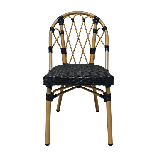 Silla de exterior e interior Juliette color negro & natural, de ratán sintético - 021