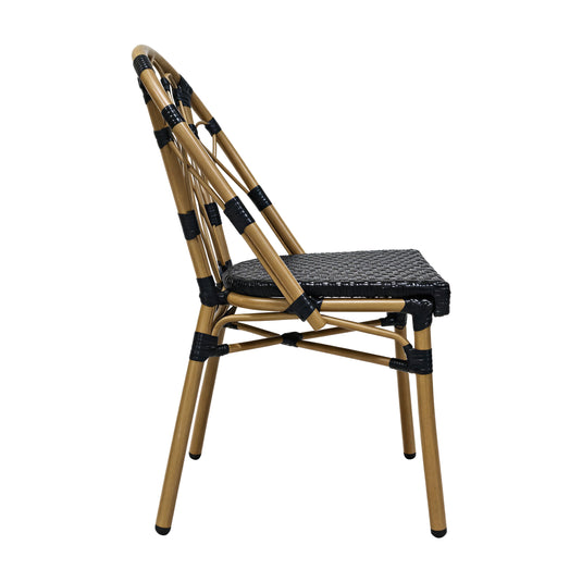 Silla de exterior e interior Juliette color negro & natural, de ratán sintético - 021