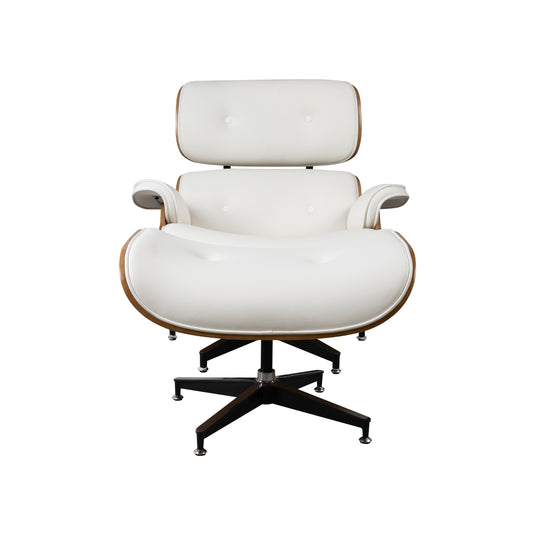 Set silla individual de oficina con taburete JY6025 1036 color blanco-café - JY6025-1036