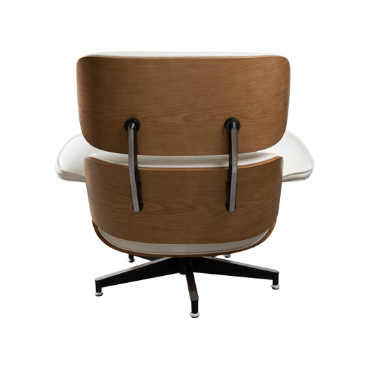 Set silla individual de oficina con taburete JY6025 1036 color blanco-café - JY6025-1036