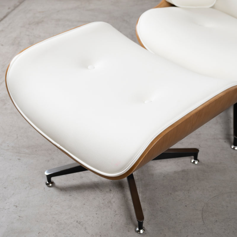 Cargue la imagen en el visor de la galería, Set silla individual de oficina con taburete JY6025 1036 color blanco-café - JY6025-1036
