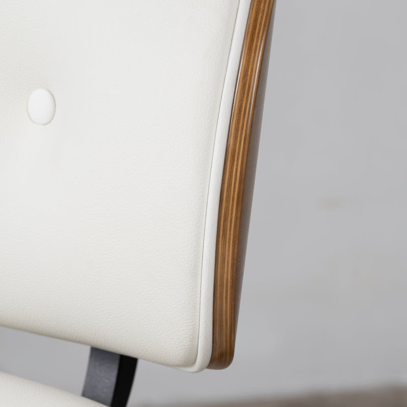 Cargue la imagen en el visor de la galería, Set silla individual de oficina con taburete JY6025 1036 color blanco-café - JY6025-1036
