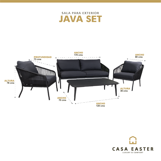Sala para Exterior e Interior de Aluminio Color Carbon JAVA DOBLE-SDAPEYJJDMCN-61524-st