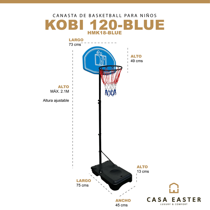 Cargue la imagen en el visor de la galería, Juego de Canasta para  Basketball Color Azul KOBI-HMK18-BLUE
