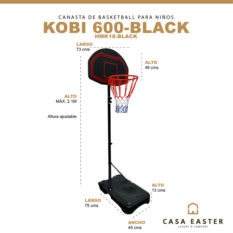 Cargue la imagen en el visor de la galería, Juego de Canasta para  Basketball  Color Negro KOBI - HMK18-Black
