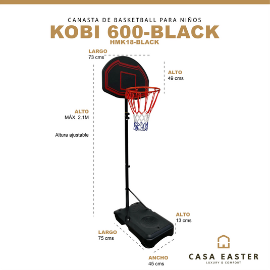 Juego de Canasta para  Basketball  Color Negro KOBI - HMK18-Black