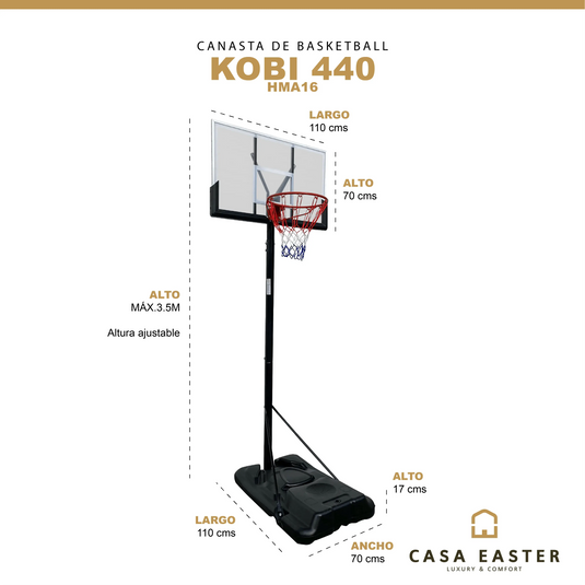 Juego de Canasta para  Basketball para  Adulto Color  Blanco KOBI -HMA16 CasaEaster