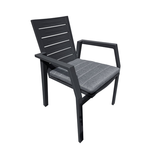 Comedor de aluminio Nikola color carbon + 6 sillas Swiss color carbon