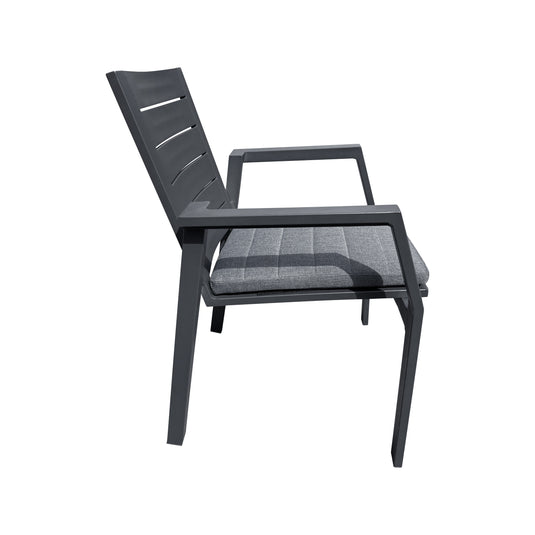 Comedor de aluminio Nikola color carbon + 6 sillas Swiss color carbon