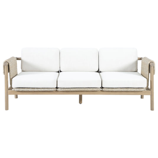 Set triple de madera Licius con mesa de centro, para exterior color natural - HUC 41294-53-31