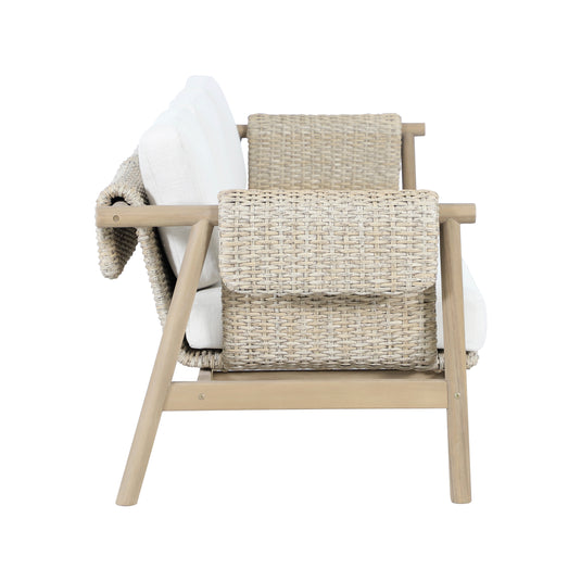Set triple de madera Licius con mesa de centro, para exterior color natural - HUC 41294-53-31