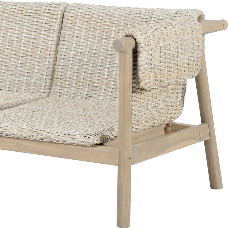 Load image into Gallery viewer, Set triple de madera Licius con mesa de centro, para exterior color natural - HUC 41294-53-31
