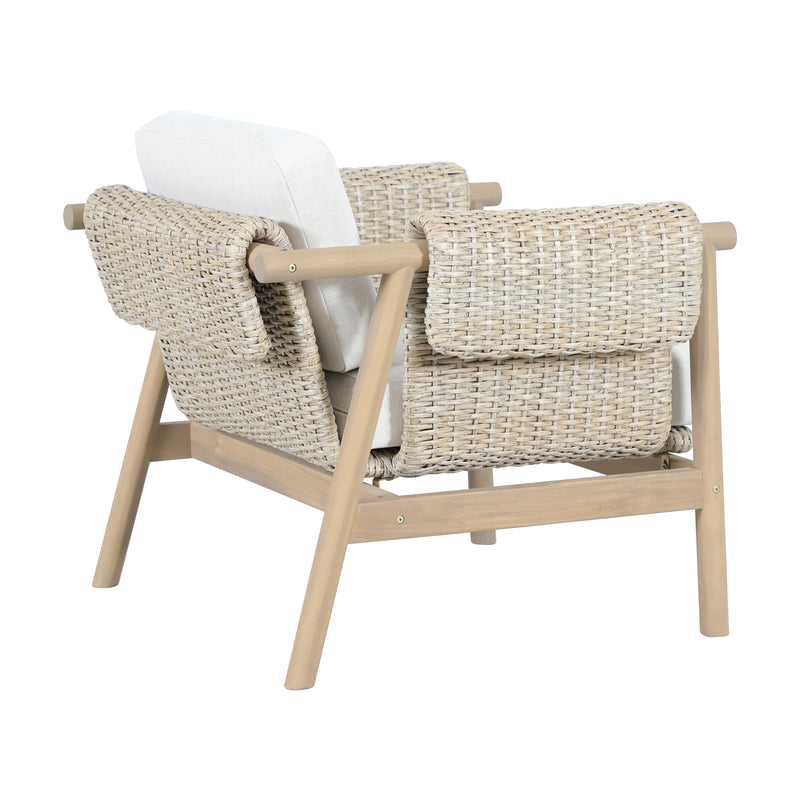 Load image into Gallery viewer, Set triple de madera Licius con mesa de centro, para exterior color natural - HUC 41294-53-31
