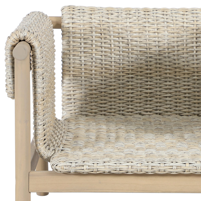 Load image into Gallery viewer, Set triple de madera Licius con mesa de centro, para exterior color natural - HUC 41294-53-31

