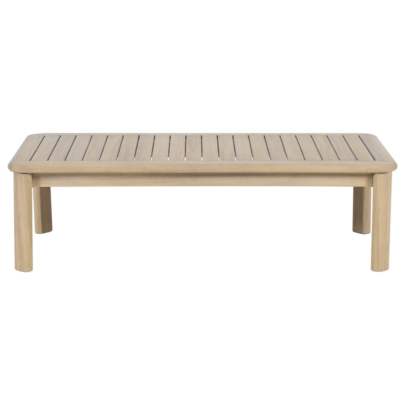Load image into Gallery viewer, Set triple de madera Licius con mesa de centro, para exterior color natural - HUC 41294-53-31
