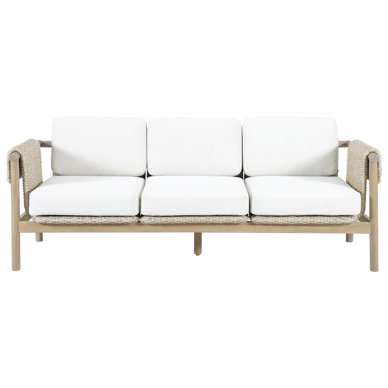 Load image into Gallery viewer, Set triple de madera Licius con mesa de centro y mesa bistro para exterior color natural - HUC41294-53-31-36
