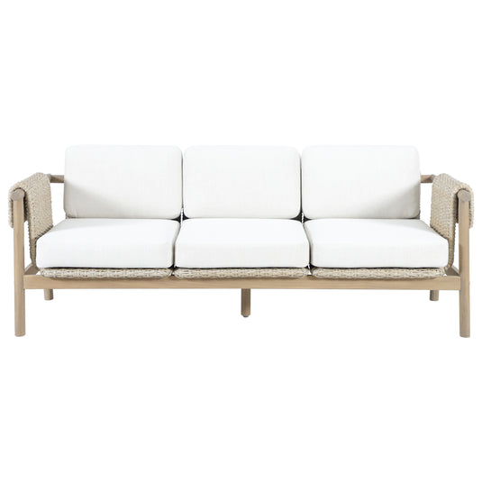Set triple de madera Licius con mesa de centro y mesa bistro para exterior color natural - HUC41294-53-31-36