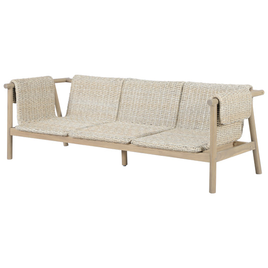 Set triple de madera Licius con mesa de centro y mesa bistro para exterior color natural - HUC41294-53-31-36