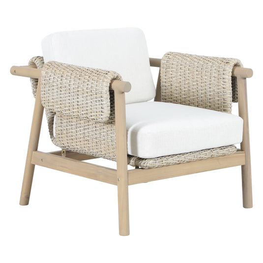 Set triple de madera Licius con mesa de centro y mesa bistro para exterior color natural - HUC41294-53-31-36