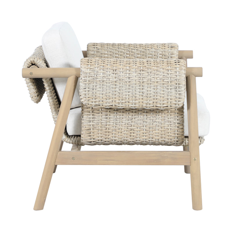 Load image into Gallery viewer, Set triple de madera Licius con mesa de centro y mesa bistro para exterior color natural - HUC41294-53-31-36

