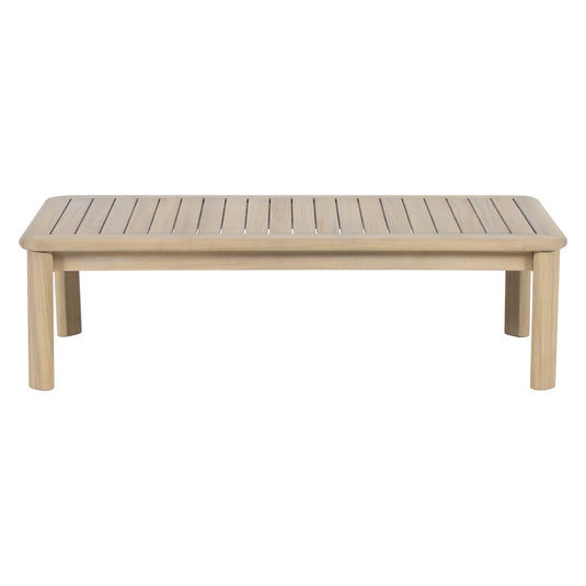 Set triple de madera Licius con mesa de centro y mesa bistro para exterior color natural - HUC41294-53-31-36