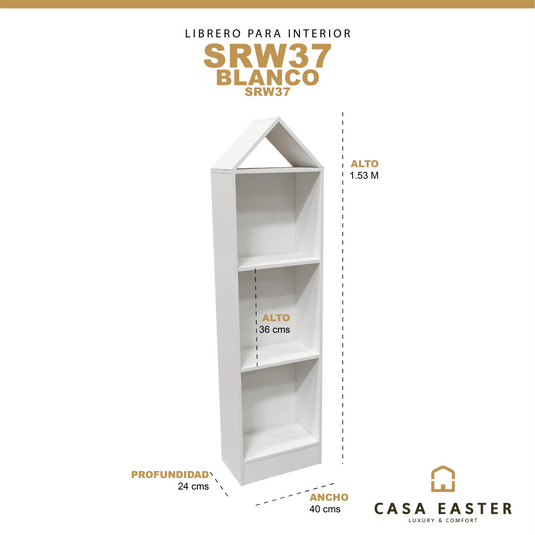 Librero para interior 3 niveles color blanco SRW377 CasaEaster