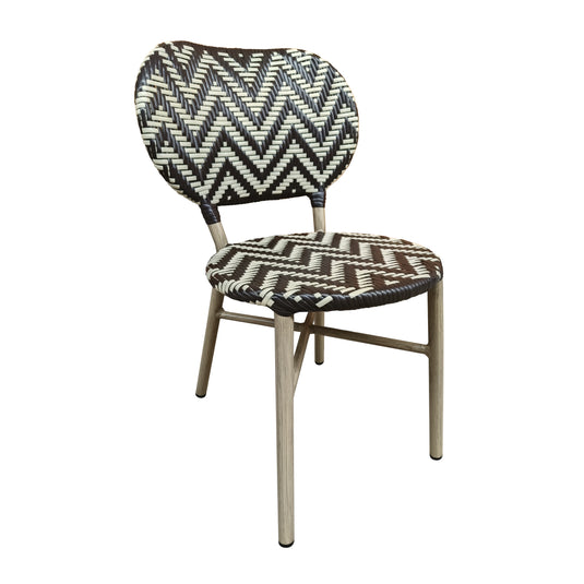 Silla de Rattan para exterior e interior Color Café oscuro/Beige MAKRAME - 6751