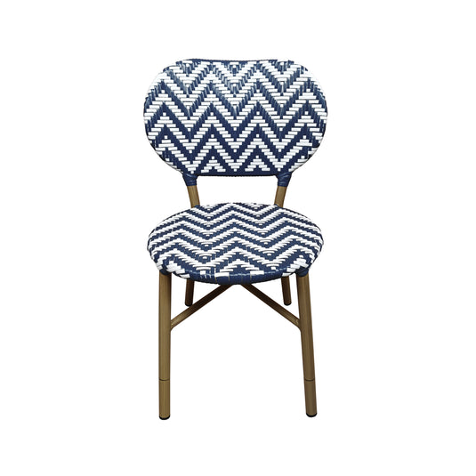 Silla de Rattan para exterior e interior Color Azul/Blanco MAKRAME - 6750