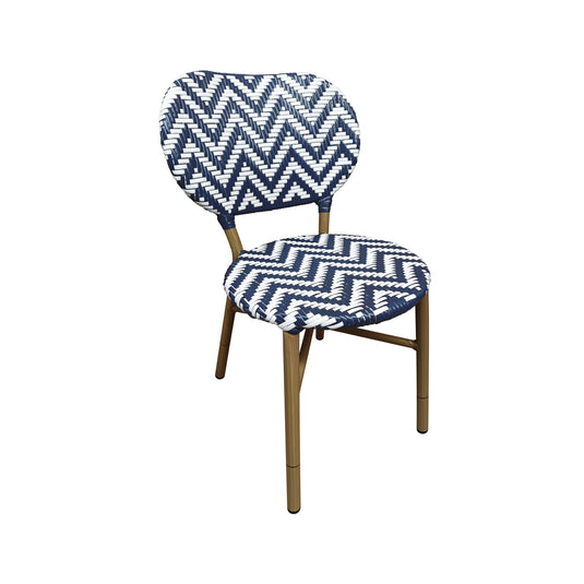 Silla de Rattan para exterior e interior Color Azul/Blanco MAKRAME - 6750