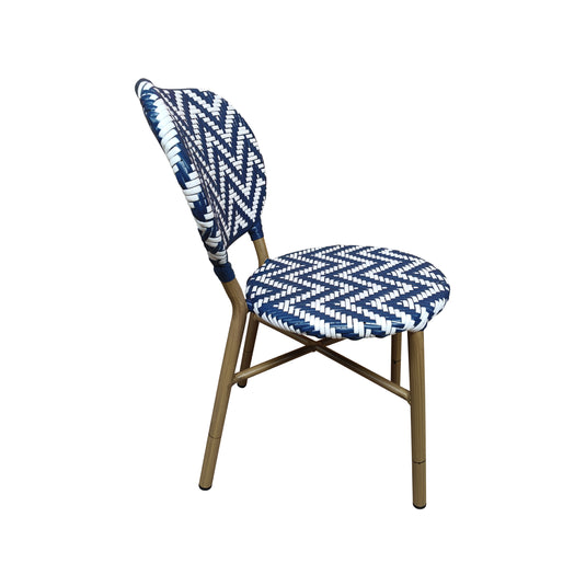 Silla de Rattan para exterior e interior Color Azul/Blanco MAKRAME - 6750