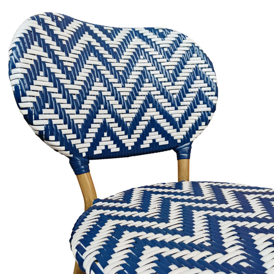 Silla de Rattan para exterior e interior Color Azul/Blanco MAKRAME - 6750