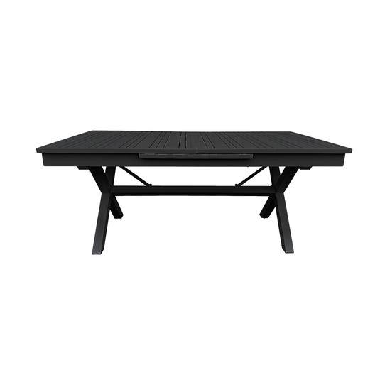 Comedor expandible Malke + 8 sillas Glamour, para exterior, color carbón - MALK-GLAM8