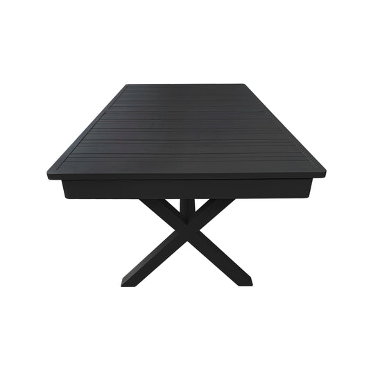 Comedor expandible Malke + 8 sillas Glamour, para exterior, color carbón - MALK-GLAM8