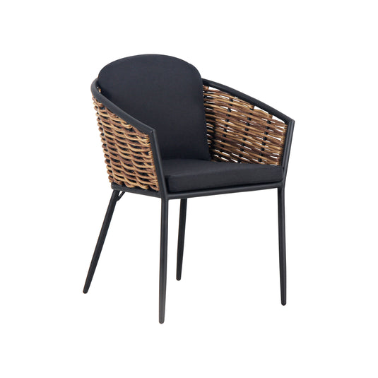 Comedor expandible Malke + 8 sillas Glamour, para exterior, color carbón - MALK-GLAM8
