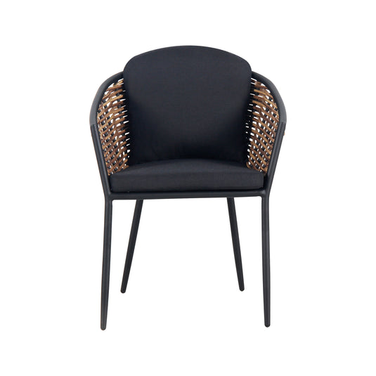 Comedor expandible Malke + 8 sillas Glamour, para exterior, color carbón - MALK-GLAM8