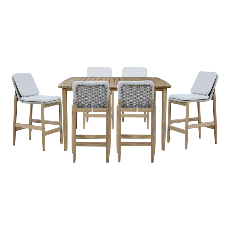Cargue la imagen en el visor de la galería, Comedor alto MASAYA 1.6M + 6 sillas Masaya color gris claro - HUC38679-928
