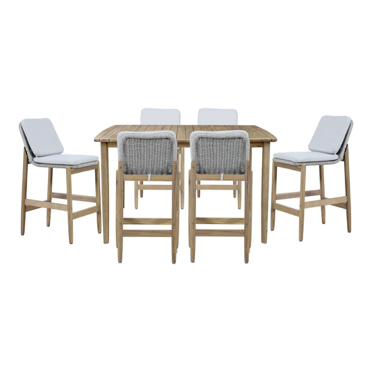 Comedor alto MASAYA 1.6M + 6 sillas Masaya color gris claro - HUC38679-928