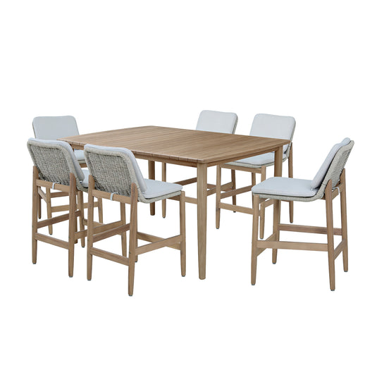 Comedor alto MASAYA 1.6M + 6 sillas Masaya color gris claro - HUC38679-928