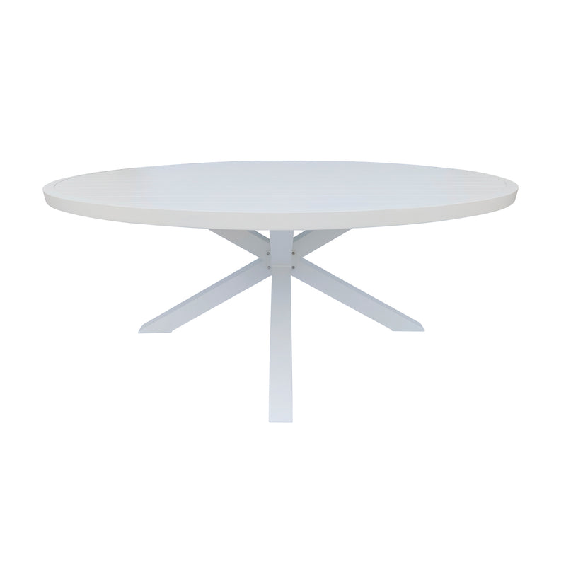 Cargue la imagen en el visor de la galería, Comedor redondo para exterior Matzo white + 6 sillas Makrame 6762 white - 58791 / 6762
