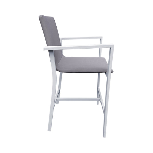 Comedor Alto de aluminio Bon Blanca + 4 sillas Sultan Blancas
