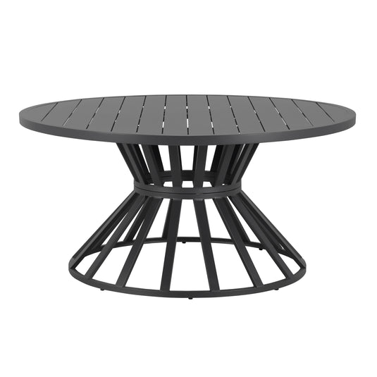 Comedor Redondo 1.52 M  Piaggo + 6 sillas Burj 1099 color Negro