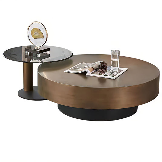 Mesa de Centro o doble Chiibal Color Oro 2 PIEZAS D.80cms , D.50cms  -BR504532