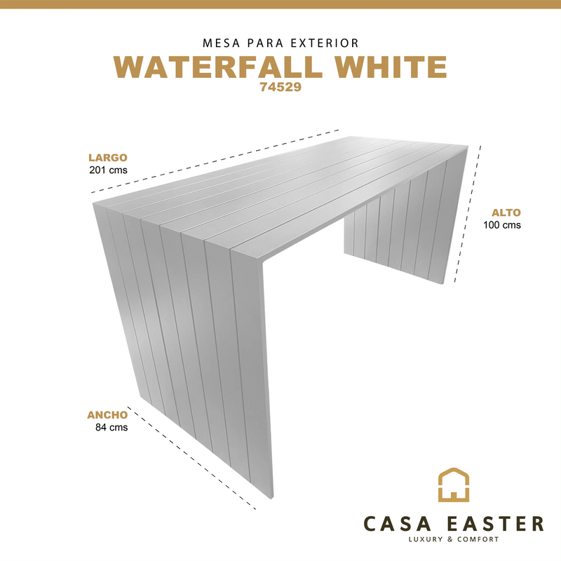 Cargue la imagen en el visor de la galería, Mesa Alta de Barra 2.01 M De Aluminio Color Blanco WATERFALL-74529
