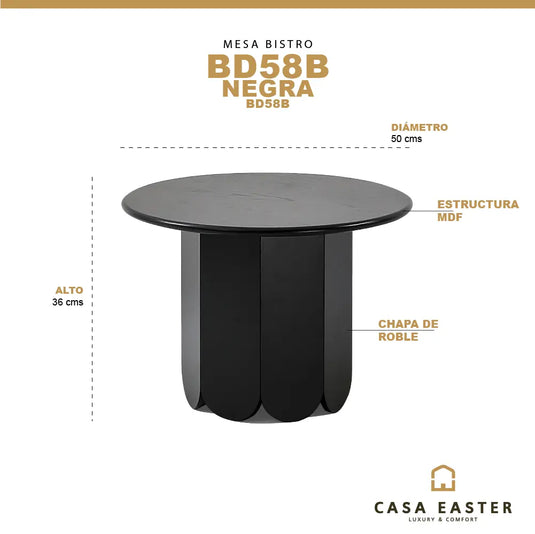 Mesa Bistro BD58B color negro - BD58B CasaEaster