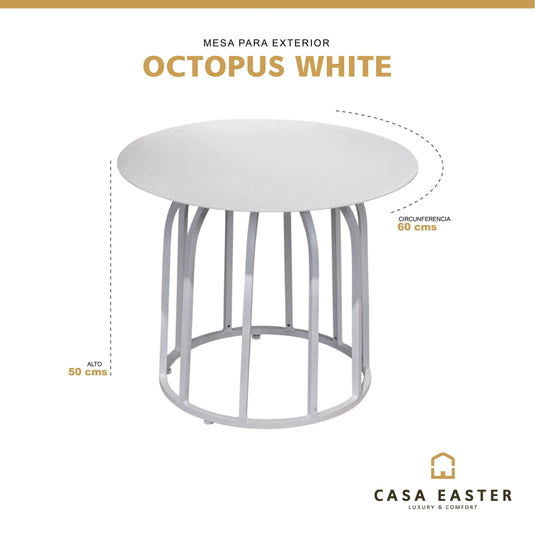 Mesa Bistro Circular de Aluminio Color Blanca OCTOPUS-220802 CasaEaster
