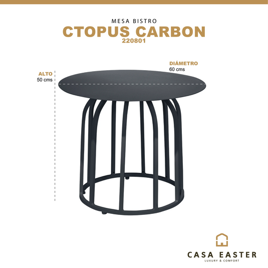 Mesa Bistro Circular de Aluminio Color Carbon OCTOPUS -220801 CasaEaster